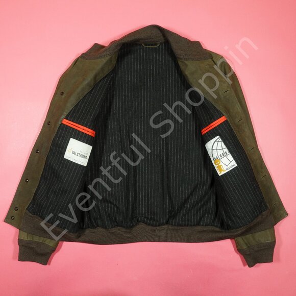 Valstar Suede Fully Lined Valstarino Bomber Jacket Muschio Olive Green Size 54 - Picture 4 of 8